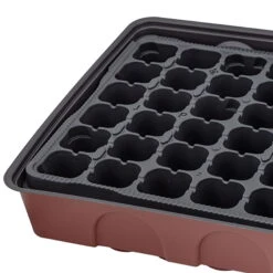 Anzuchtgewächshaus Mit Deckel & Topfplatte, 72 Töpfe Gelocht, Bordeaux -Naturgrün Verkaufsgeschäft 0910301388 H36076 3 96182