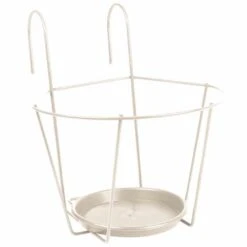 Haken-Blumentopfhalter, Metall, Weiß, Praktische Einhängehaken