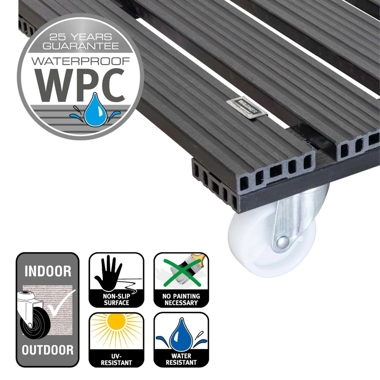 Multi Roller WPC, 120 Kg Tragkraft, Ca. 39 X 39 X 11 Cm 3 Multi Roller WPC, 120 Kg Tragkraft, Ca. 39 X 39 X 11 Cm – Bild 3