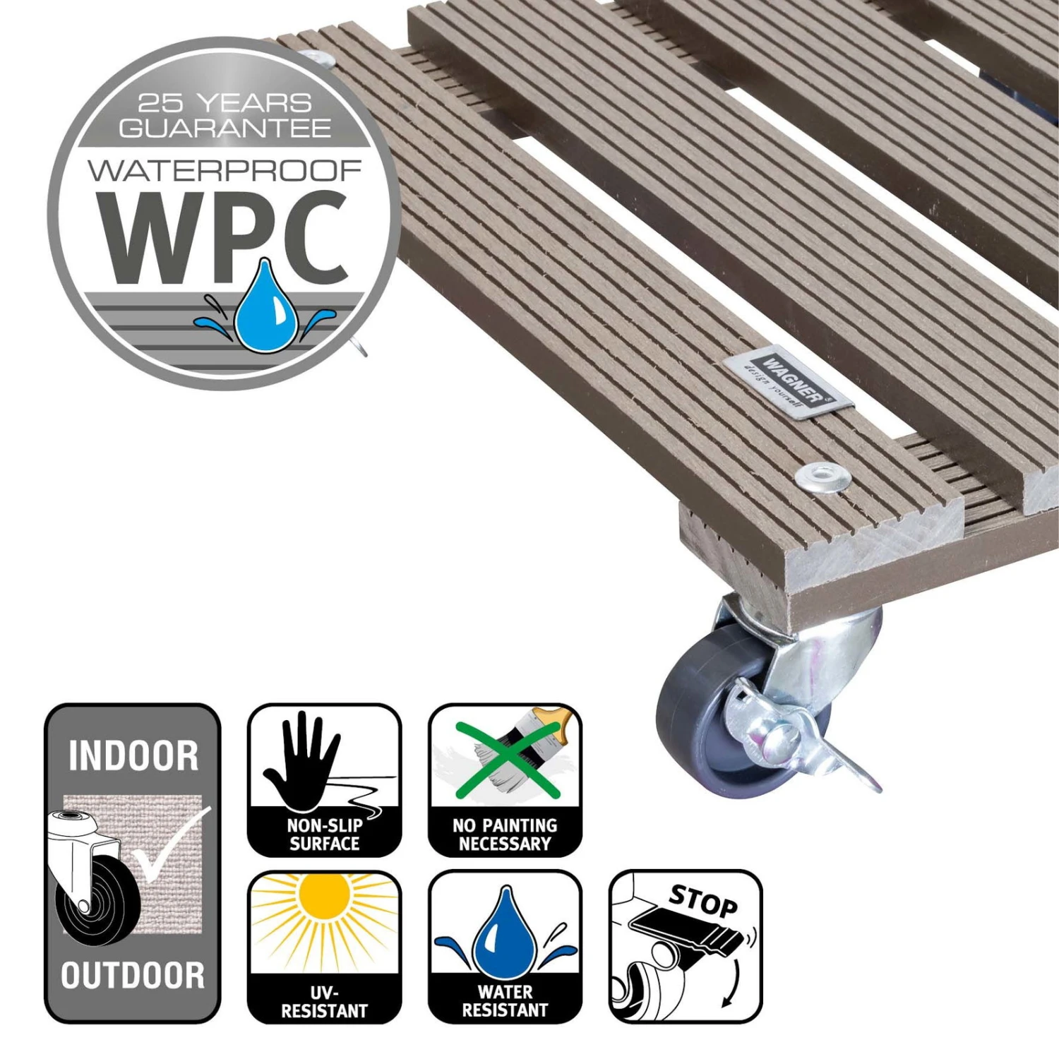 Multi Roller WPC, Tragkraft 80 Kg, Ca. 7 X 29 X 29 Cm 3 Multi Roller WPC, Tragkraft 80 Kg, Ca. 7 X 29 X 29 Cm – Bild 3