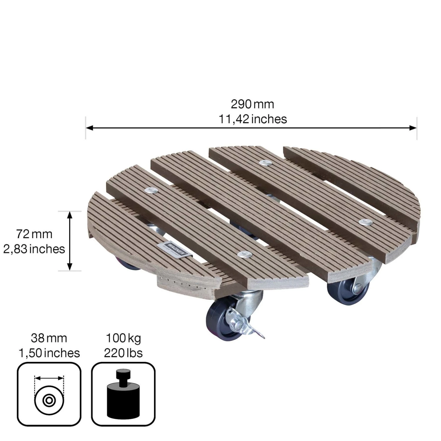 Multi Roller WPC, Tragkraft 100 Kg, Taupe, Ca. 7 X 29 X 29 Cm 6 Multi Roller WPC, Tragkraft 100 Kg, Taupe, Ca. 7 X 29 X 29 Cm – Bild 6