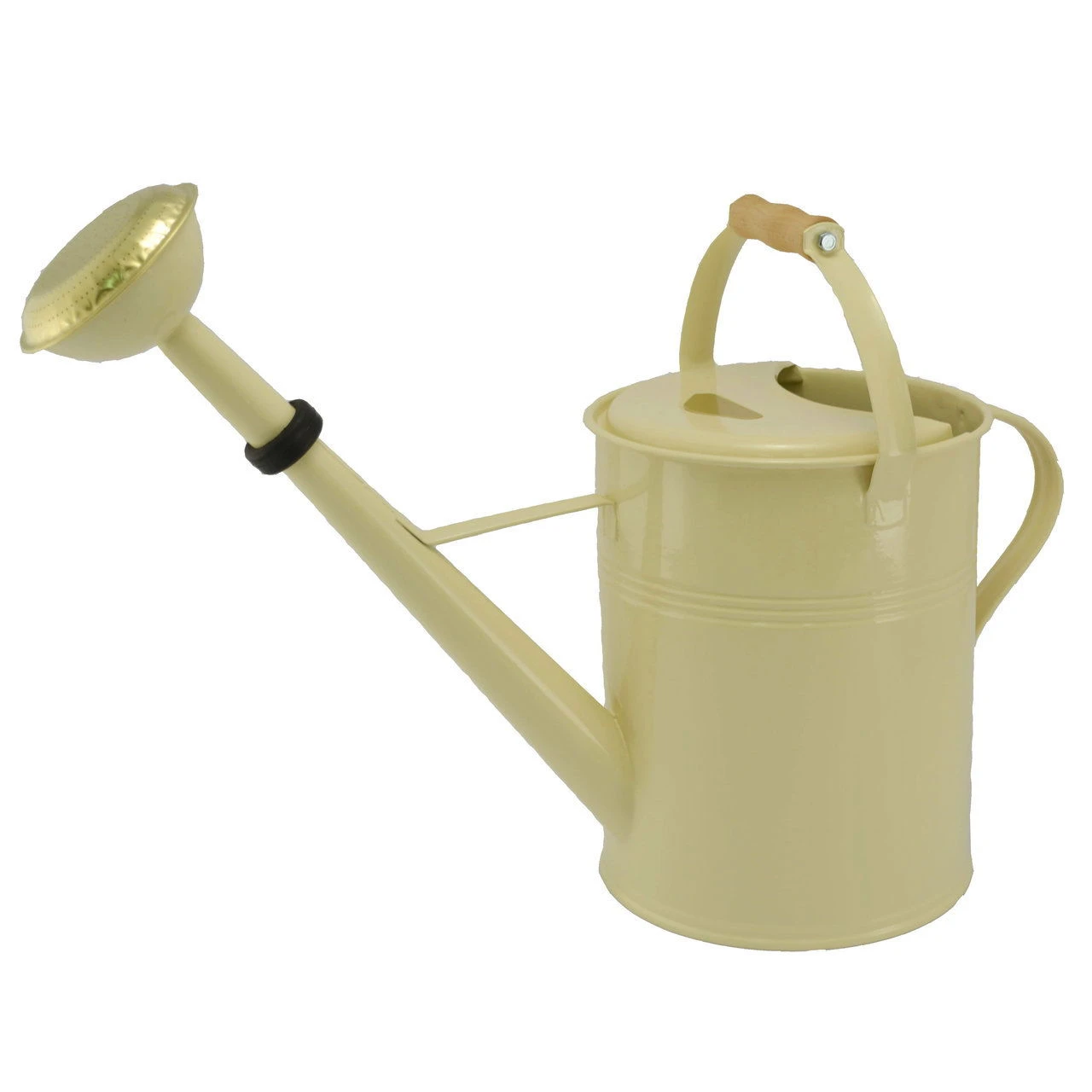 Zinkgießkanne Mit Holzgriff Und Messingbrause, Creme 1 Zinkgießkanne Mit Holzgriff Und Messingbrause, Creme