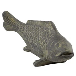 Fisch Geschnitzt, Grau, Gefärbt, Steinguss, 16 X 40 X 13 Cm -Naturgrün Verkaufsgeschäft 0980305689 Fisch 40cm Stein geschnitzt 2 100483