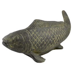 Fisch Geschnitzt, Grau, Gefärbt, Steinguss, 16 X 40 X 13 Cm -Naturgrün Verkaufsgeschäft 0980305689 Fisch 40cm Stein geschnitzt 4 100485