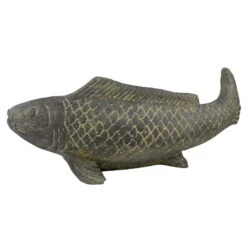Fisch Geschnitzt, Grau, Gefärbt, Steinguss, 16 X 40 X 13 Cm -Naturgrün Verkaufsgeschäft 0980305689 Fisch 40cm Stein geschnitzt 5 100486