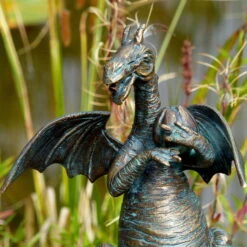 Rottenecker Bronze-Drache Mit Walnuss, Wasserspeiend, 29 X 19 X 11 Cm -Naturgrün Verkaufsgeschäft 0980306260 Drache mit Walnuss H29xB19xL11cm 75589