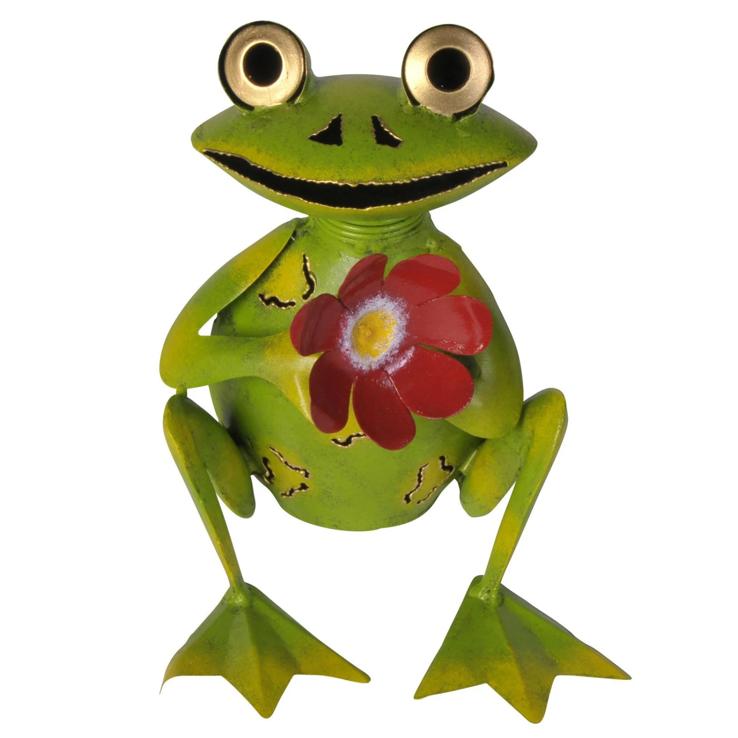 Metall-Frosch Mit Blume, 22 X 19 X 19 Cm 1 Metall-Frosch Mit Blume, 22 X 19 X 19 Cm