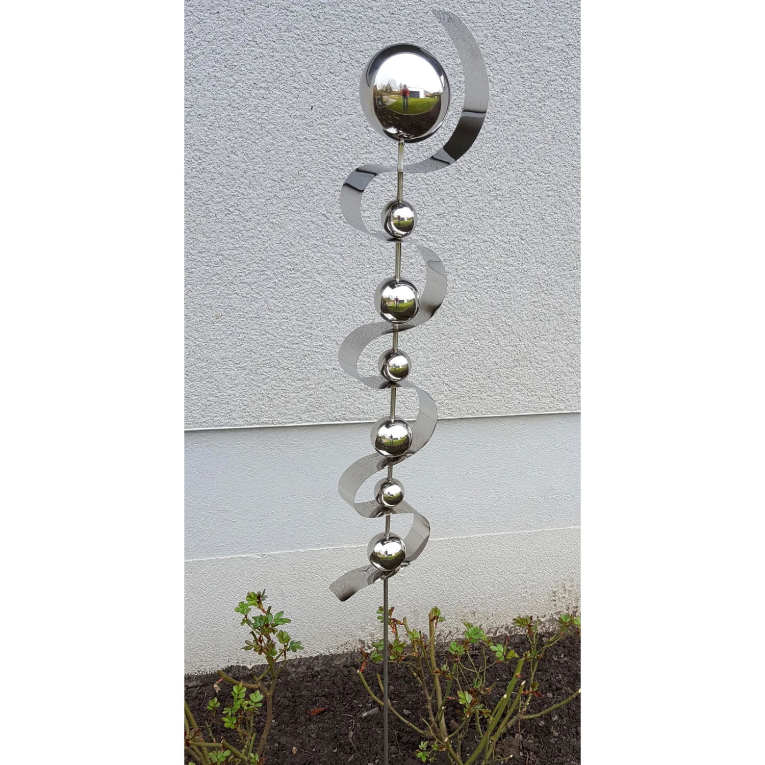 Beetstecker Uranus Aus Edelstahl Mit 7 Kugeln Und Stab, Maße 127 X 12 X 9 Cm 2 Beetstecker Uranus Aus Edelstahl Mit 7 Kugeln Und Stab, Maße 127 X 12 X 9 Cm – Bild 2