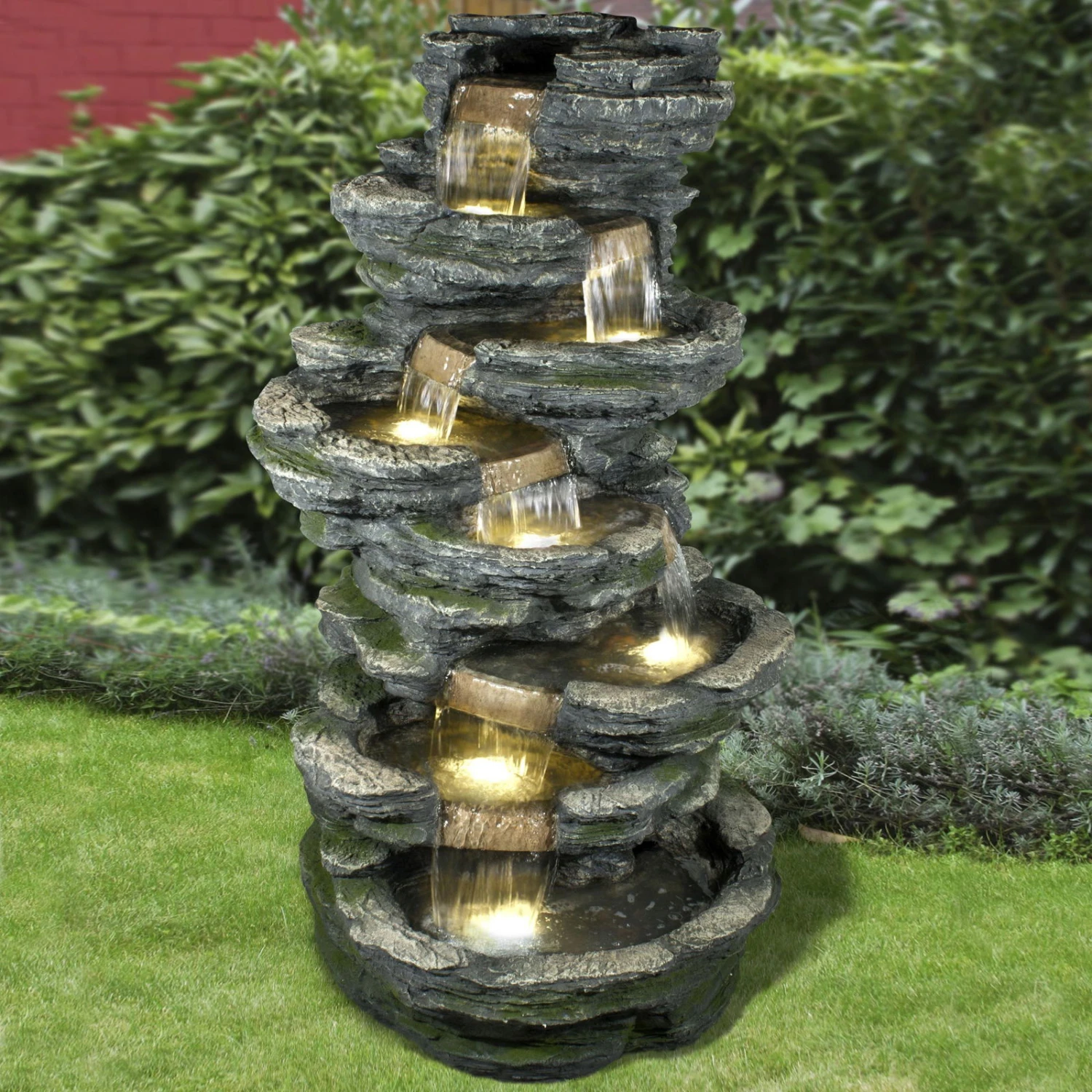 Gartenbrunnen Inkl. Pumpe & Licht, Echtholzoptik, 78 X 78 X 147 Cm 1 Gartenbrunnen Inkl. Pumpe & Licht, Echtholzoptik, 78 X 78 X 147 Cm