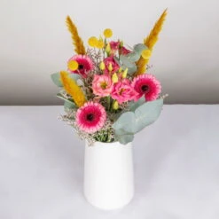 Gemischter Blumenbund 'Glücksrausch' Inkl. Gratis Grußkarte -Naturgrün Verkaufsgeschäft 1025700004 DIY Mixbund Gluecksrausch Gerbera Lisi Euka Statice Crasp Fluffy 2 94528