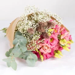 Gemischter Blumenbund 'Eleganz In Rosa' Inkl. Gratis Grußkarte -Naturgrün Verkaufsgeschäft 1025700014 DIY Mixbund Eleganz in Rosa Lisianthus rosa Gypso Euka Fluffy 1 94535