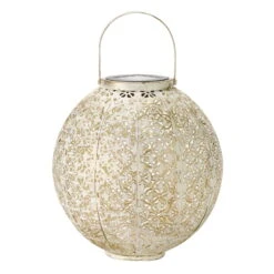 Solarlaterne Damast, Creme, Ø 18 Cm