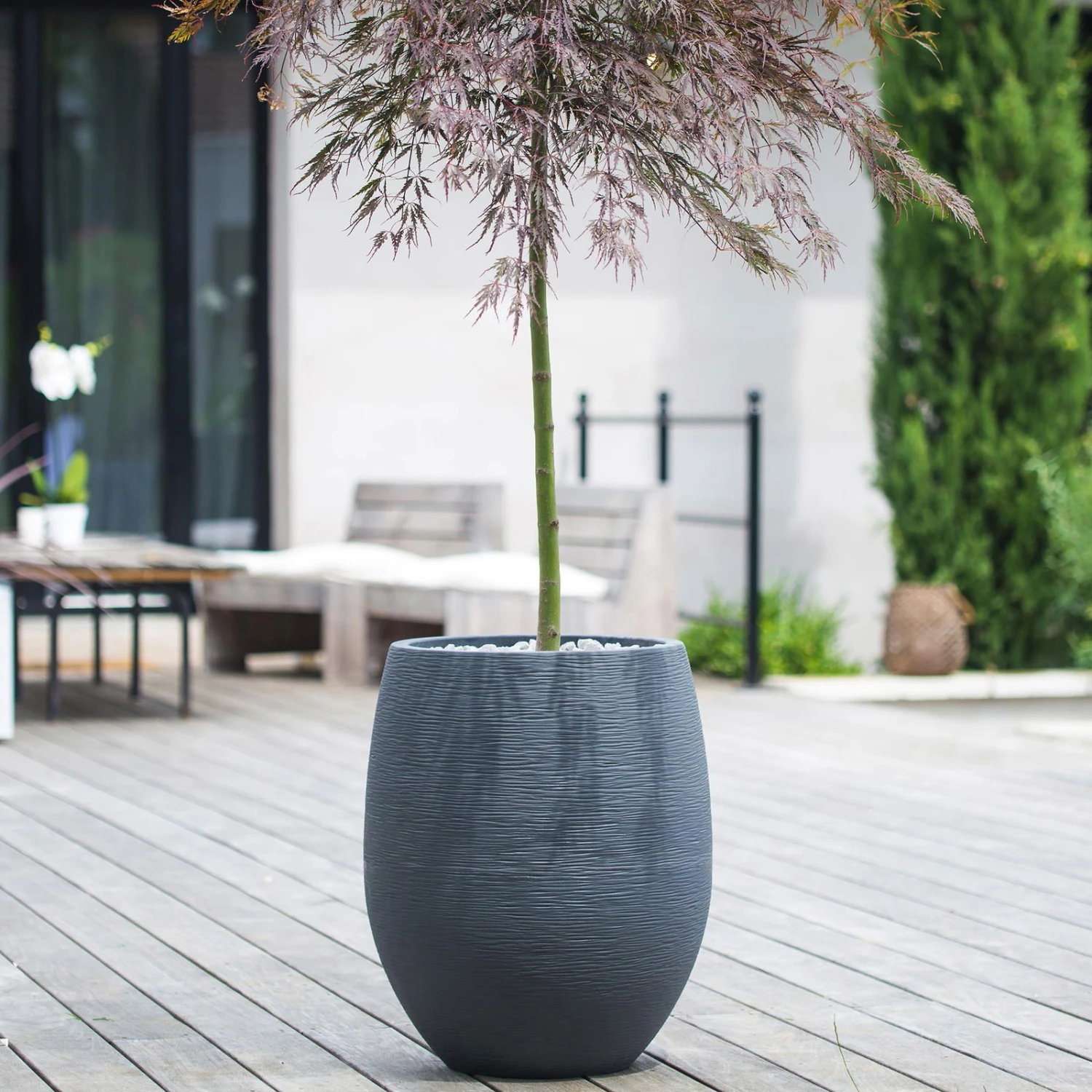 Pflanzgefäß Graphit Egg, Anthrazit, Wasserdicht, Robust 6 Pflanzgefäß Graphit Egg, Anthrazit, Wasserdicht, Robust – Bild 6