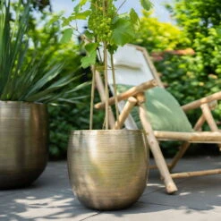 Pflanzgefäß 'Rowen', Gold, Ø 42 X H 41 Cm -Naturgrün Verkaufsgeschäft 3210801621 3210801622 3210801623 Pflanzgefaess Rowen gold 2 114983