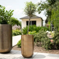 Pflanzgefäß 'Rowen', Gold, Ø 41 X H 72 Cm -Naturgrün Verkaufsgeschäft 3210801630 3210801631 3210801632 3210801633 Pflanzgefaess Rowen gold 4 115017