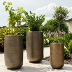 Pflanzgefäß 'Rowen', Gold, Ø 41 X H 72 Cm -Naturgrün Verkaufsgeschäft 3210801630 3210801631 3210801632 3210801633 Pflanzgefaess Rowen gold 8 115020