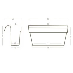 Balkon-Hängekasten UP Cassetta, Weiß, 50 Cm, 9 Liter 3 Balkon-Hängekasten UP Cassetta, Weiß, 50 Cm, 9 Liter -Naturgrün Verkaufsgeschäft 3230101010 Balkon Haengekasten UP Cassetta technische Zeichnung 111253 1