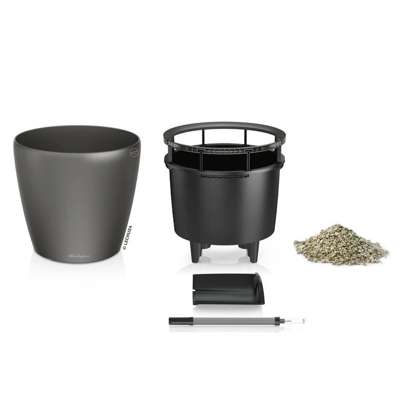 LECHUZA Classico Premium LS, All-in-One-Set, Anthrazit-metallic, Ø 28 Cm H:26 Cm 4 LECHUZA Classico Premium LS, All-in-One-Set, Anthrazit-metallic, Ø 28 Cm H:26 Cm – Bild 4
