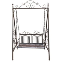 Metall-Schaukelbank Bordeaux, Braun, Ca. 89 X 150 X 231 Cm -Naturgrün Verkaufsgeschäft 3910302503 MetallSchaukelbank Bordeaux braun2 75545