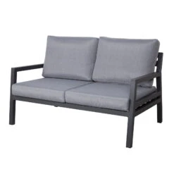 4-teilige Lounge-Gruppe 'Piazza', Tisch Mit Glasplatte, Inklusive Auflagen -Naturgrün Verkaufsgeschäft 3910302532 Alu Loungergruppe Piazza 4tlg schwarz inkl Kissen grau Tisch mit Glasplatte3 74482