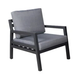 4-teilige Lounge-Gruppe 'Piazza', Tisch Mit Glasplatte, Inklusive Auflagen -Naturgrün Verkaufsgeschäft 3910302532 Alu Loungergruppe Piazza 4tlg schwarz inkl Kissen grau Tisch mit Glasplatte4 74481