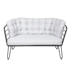 4-teilige Lounge-Gruppe 'Bella', Schwarz, Inklusive Auflagen -Naturgrün Verkaufsgeschäft 3910302533 Alu Loungergruppe Bella 4tlg schwarz inkl Kissen hellgrau10 74490