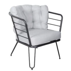 4-teilige Lounge-Gruppe 'Bella', Schwarz, Inklusive Auflagen -Naturgrün Verkaufsgeschäft 3910302533 Alu Loungergruppe Bella 4tlg schwarz inkl Kissen hellgrau7 74493