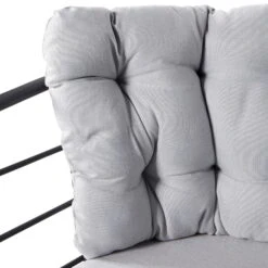 4-teilige Lounge-Gruppe 'Bella', Schwarz, Inklusive Auflagen -Naturgrün Verkaufsgeschäft 3910302533 Alu Loungergruppe Bella 4tlg schwarz inkl Kissen hellgrau8 74492