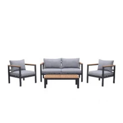 Loungeset 'Kingsbury' Inkl. Auflagen, 5tlg., Dunkelgrau