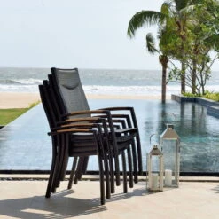 Stapelsessel 'Panama', Schwarz/grau, Ca. 100 X 65 X 62 Cm -Naturgrün Verkaufsgeschäft 3910302712 Alu Stapelstuhl Panama schwarz Textilen 3D mesh grau 2 119334