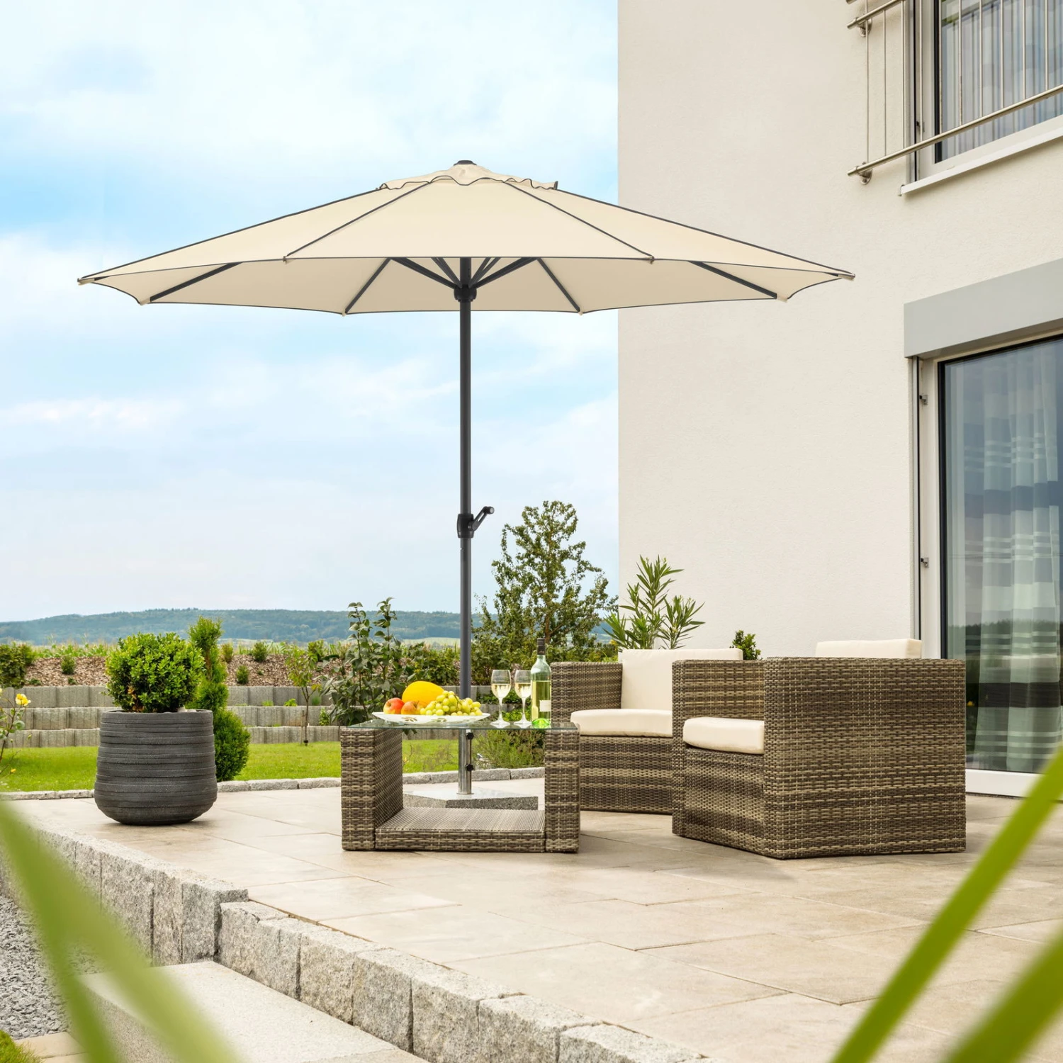 Sonnenschirm 'Adria', Ø 350 Cm, Natur 1 Sonnenschirm 'Adria', Ø 350 Cm, Natur