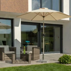 Sonnenschirm 'Cordoba', Ø 270 Cm, Natur -Naturgrün Verkaufsgeschäft 3910503324 Sonnenschirm Cordoba ca D 270cm natur 13 119097