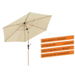 Sonnenschirm 'Cordoba', Ø 270 Cm, Natur -Naturgrün Verkaufsgeschäft 3910503324 Sonnenschirm Cordoba ca D 270cm natur 6 119103