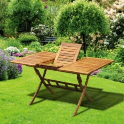 Balkon-Ausziehtisch 100/140x90 Cm Akazienholz -Naturgrün Verkaufsgeschäft 3910700391 Balkon Ausziehtisch 2 4283