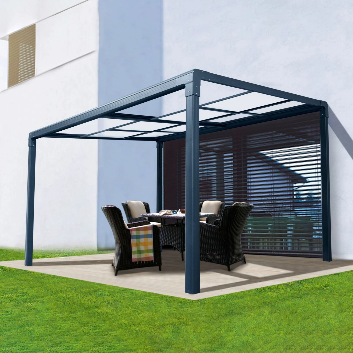 Pergola Air Terrassenüberdachung, Anthrazit, 400 X 300 X 200/254 Cm 1 Pergola Air Terrassenüberdachung, Anthrazit, 400 X 300 X 200/254 Cm