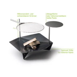 Höfats TRIPLE 90 Feuerschale In Schwarz, Maße 90 X 78 X 24 Cm -Naturgrün Verkaufsgeschäft 3920150074 TRIPLE 90 Feuerschale 90x78x24cm 6 57572