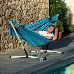 LA SIESTA Doppel-Hängematte 'Brisa' -Naturgrün Verkaufsgeschäft 3940200307 DoppelHaengematte Brisa Wave wetterbestaendig 1 86048