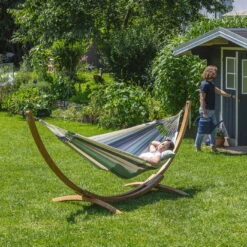 LA SIESTA Hängematte 'Modesta', Olive, L 300 X B 140 Cm -Naturgrün Verkaufsgeschäft 3940200331 Single Haengematte Modesta Olive Bio Baumwolle 4 106174