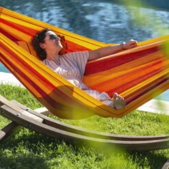 LA SIESTA Hängematte 'Modesta', Volcano -Naturgrün Verkaufsgeschäft 3940200332 Doppel Haengematte Modesta Volcano Bio Baumwolle 7 106096