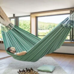 LA SIESTA Hängematte 'Modesta', Agave -Naturgrün Verkaufsgeschäft 3940200345 Kingsize Haengematte Modesta Agave Bio Baumwolle 3 106136