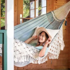 LA SIESTA Kingsize Hängematte 'Bossanova', Fjord -Naturgrün Verkaufsgeschäft 3940200349 Kingsize Haengematte Bossanova Fjord Bio Baumwolle 3 106155