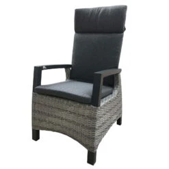 Geflechtsessel Bremen, Hellgrau/braun, Verstellbare Rückenlehne