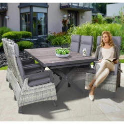 Geflechtsessel Bremen, Hellgrau/braun, Verstellbare Rückenlehne -Naturgrün Verkaufsgeschäft 3950100954 Geflechtsessel Bremen Koelle graubraun inkl auflagen Ruecken verstellbar2 63432