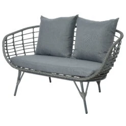 Loungegruppe 'Evora', 4-teilig, Grau -Naturgrün Verkaufsgeschäft 3950101015 Alu Geflechtgruppe Evora 4tlg grau inkl Kissen 3 99291