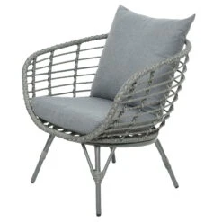 Loungegruppe 'Evora', 4-teilig, Grau -Naturgrün Verkaufsgeschäft 3950101015 Alu Geflechtgruppe Evora 4tlg grau inkl Kissen 5 99292